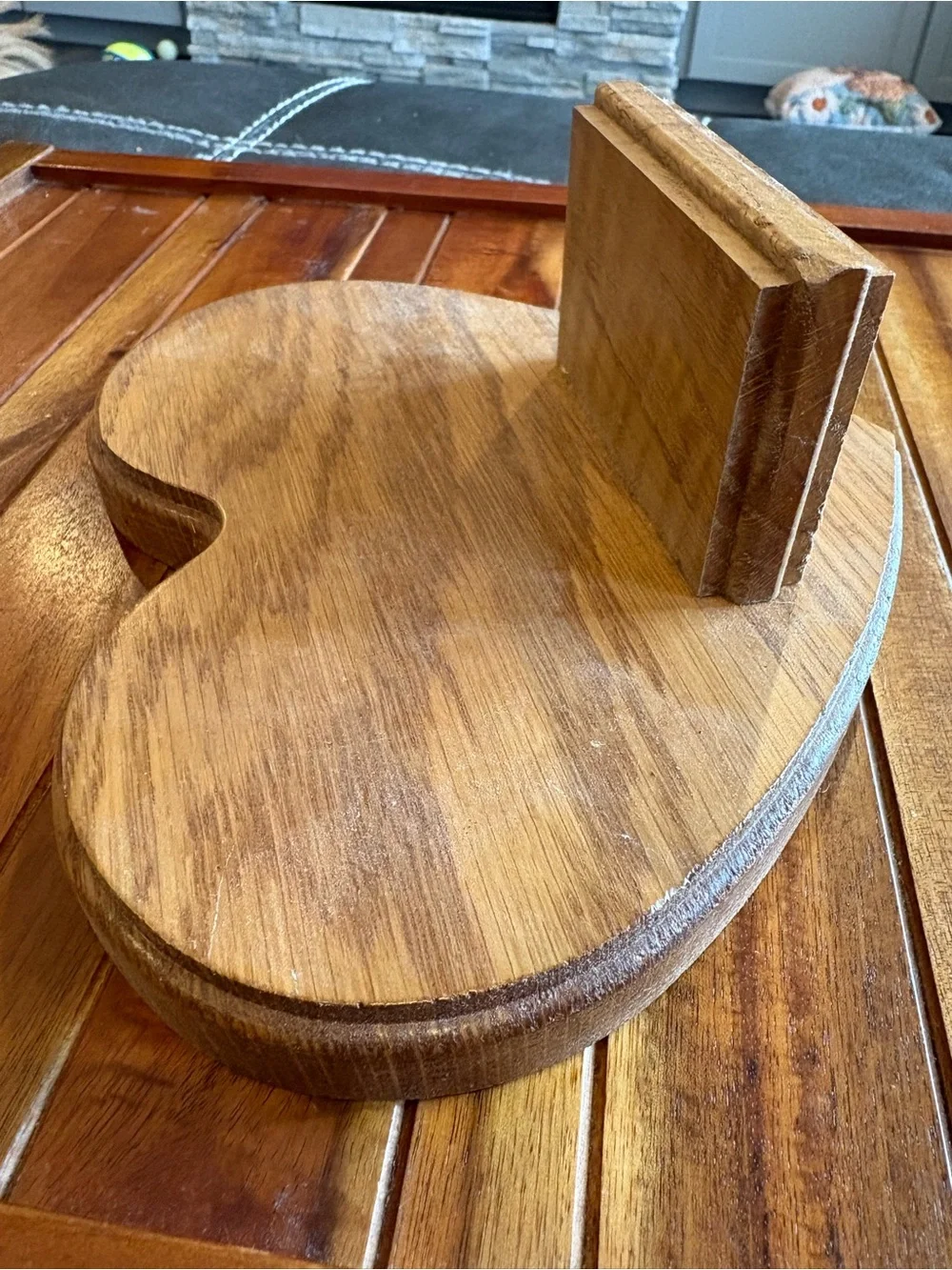 Vtg 2004 Handmade Wooden Heart Display Shelf - Natural Brown